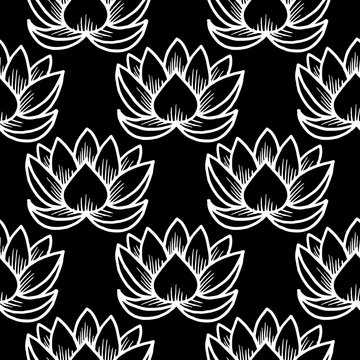 Lotus. Seamless pattern. Oriental, Traditional
