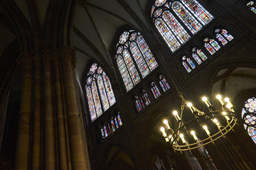Interior of historic Strasbourg Minster Cathedral