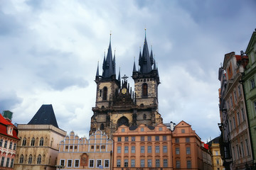 Obraz premium street in Prague czech republic / landscape view in the city, the European capital of the czech republic, Prague Castle