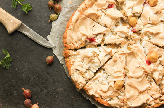 Stachelbeer Kuchen Stachelbeerbaiser Baiser Baiserkuchen Fr&uuml;chte Freiraum 