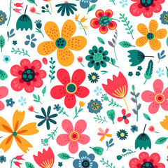 Amazing floral vector seamless pattern of flowers