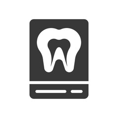 Tooth x ray film, dental related solid icon