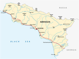 Obraz premium Abkhazia road vector map