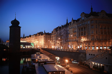 Naklejka premium prague bridges river / panoramic tourist view czech republic capital. Landscape with bridges across the river of vltava in Prague