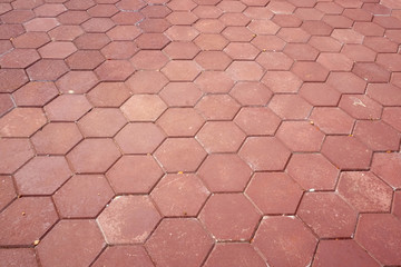 Patterned paving tiles surface of Footpath. Cement brick texture background