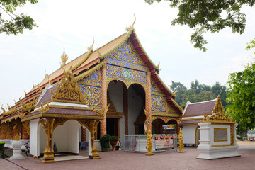 Fototapeta premium Beautiful Thai Chapel Architecture of Wat Nan Ta Ram Temple in Thailand