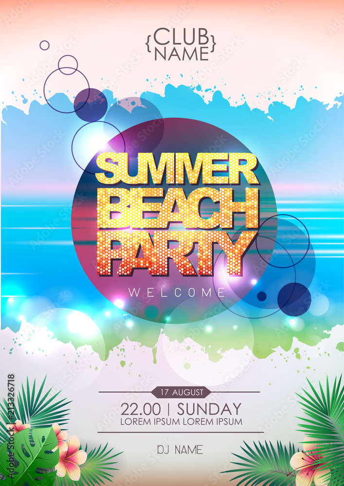 Wall mural Summer party poster design. Summer beach party