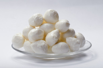 Mozzarella cheese on a platter