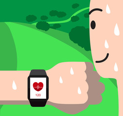 Smart Watch Exercise Cartoon Vector Illustration