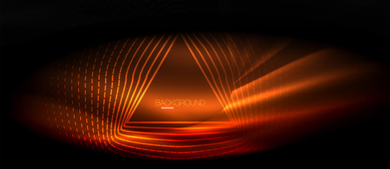Fototapeta premium Neon glowing wave, magic energy and light motion background. Wallpaper template, hi-tech future concept