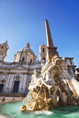 Fototapeta na wymiar Fontana dei Fiumi, Piazza Navona, Rome