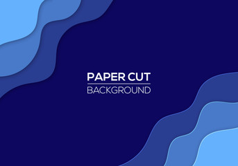 Modern paper cut art design template with cartoon abstract waves