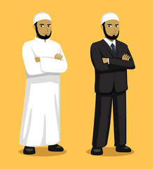Manga Muslim Man Cartoon Vector Illustration