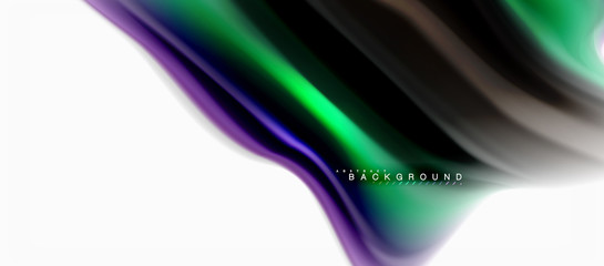 Fluid liquid mixing colors concept on light grey background, curve flow, trendy abstract layout template for business or technology presentation or web brochure cover, wallpaper