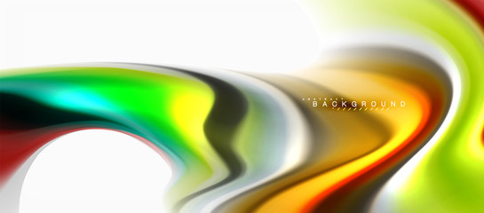 Fluid liquid mixing colors concept on light grey background, curve flow, trendy abstract layout template for business or technology presentation or web brochure cover, wallpaper