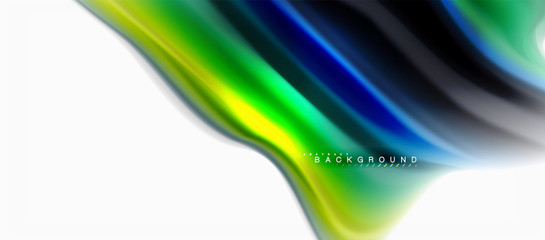 Fototapeta premium Fluid liquid mixing colors concept on light grey background, curve flow, trendy abstract layout template for business or technology presentation or web brochure cover, wallpaper