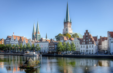 Fototapeta na wymiar View of the old town of Luebeck city