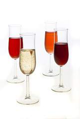 glass of champagnes on white