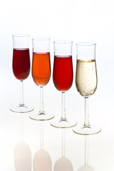 glass of champagnes on white