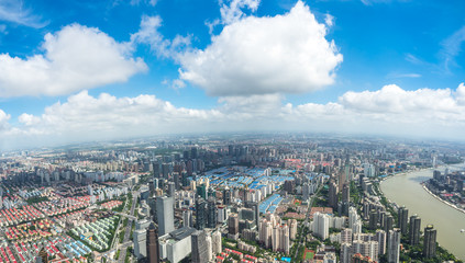 Obraz premium panoramiczna panorama miasta w szanghaju w chinach