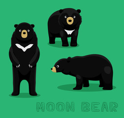 Bear Moon Bear Cartoon Vector Illustration