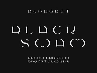 Black swam font. Vector alphabet 
