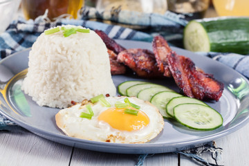 Pork tocino with rice and fried egg