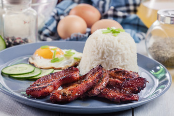 Pork tocino with rice and fried egg