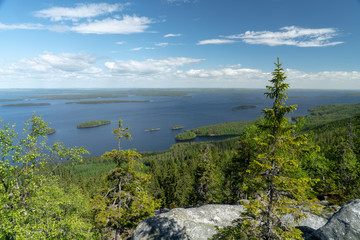 Fototapeta na wymiar Landscape view over lake Pielinen in Koli National Park in Finland at sunny summer day