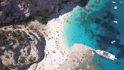 Sardinia top view - aerial view from 4k drone shot in Mariolu Cove