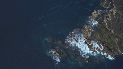 ocean and rocks aerial view