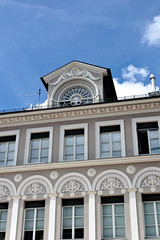 Street photography. Historic, classicist buildings in Trier, Germany.