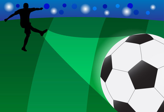 vector of silhouette football player shooting the ball in the field