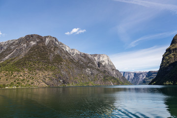 Obraz premium Sognefjord near the Gudvangen town on a sunny summer day in Norway, Scandinavia