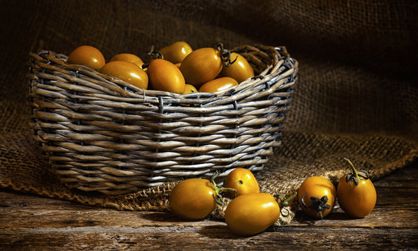 Yellow datterin cherry tomatoes.