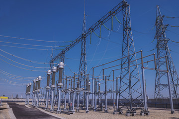 Electrical substation of 110 and 220 kV switchgear, current transformers, substation maintenance...