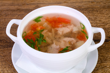 Chicken soup with carrot