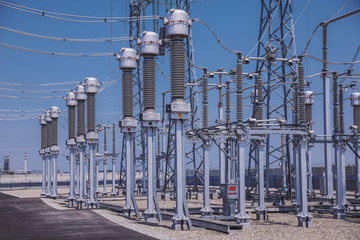 Electrical substation of 110 and 220 kV switchgear, current transformers, substation maintenance...