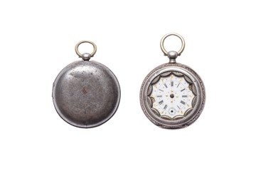 Antique broken silver pocket watch