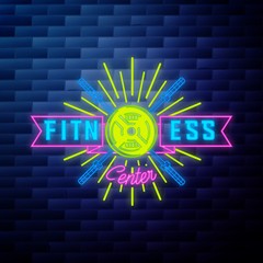 Vintage fitness, gym emblem