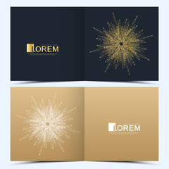 Modern vector template for square brochure, leaflet, flyer, cover, catalog, magazine or annual report. Business, science and technology design book layout. Presentation with golden mandala.