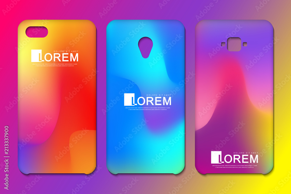Poster vector phone wallpaper collection. editable gradient mesh masked into phone shape. abstract fluid 3d