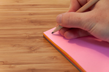 Starting to write in a notebook