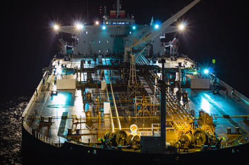 Deck of the tanker at night
