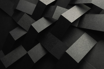 Dark composition with black geometric shapes, abstract background
