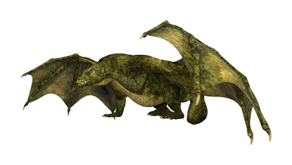 Naklejka premium 3D renderowania Fantasy Dragon na białym tle
