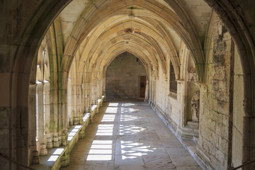 Cloister of Saint Wandrille abbey in Normandy France