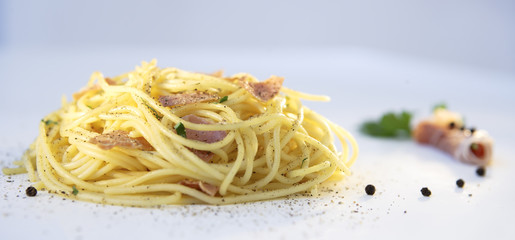 Carbonara dish closeup