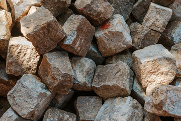 Pile of granite cobblestone