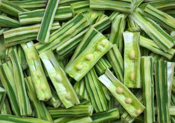     Horse radish tree, Drumstick or Moringa, herbs Sliced for cooking.
